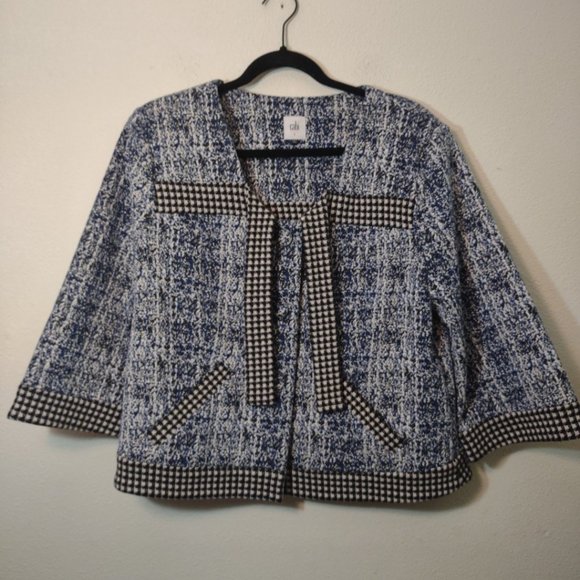 CAbi Jackets & Blazers - Cabi #5294 Blue & White Cropped Blazer Jacket L